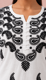 Women's Lucknowi Handcrafted Cotton Chikankari Kurti - HONC090132