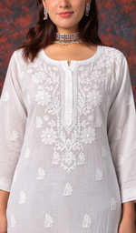 Women's Lucknowi Handcrafted Cotton Chikankari Kurti - HONC0105869