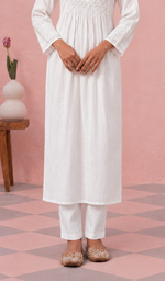 Women's Lucknowi Handcrafted Modal Cotton Chikankari Dress - HONC0126837