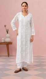 Women's Lucknowi Handcrafted Cotton Chikankari Kurti - HONC0220649