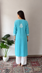 Women's Lucknowi Handcrafted Modal Cotton Chikankari Kurti- HONC0392399