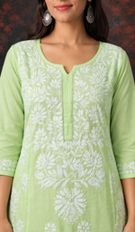 Women's Lucknowi Handcrafted Cotton Chikankari Kurti- HONC0392355