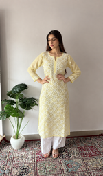 Women's Lucknowi Handcrafted Cotton Chikankari Kurti- HONC0392425