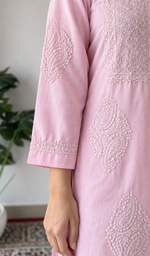 لکھنوی ہاتھ سے تیار کردہ کپاس چکنکاری کورتی - HONC0135309