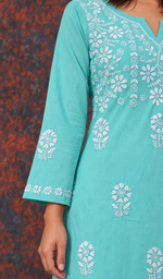 Mahek  Women's Lucknowi Handcrafted Cotton Chikankari Kurti - HONC0109579