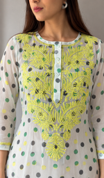 Women's Lucknowi Handcrafted Chiffon Chikankari Kurti- HONC056325