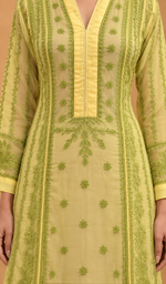 Women's Lakhnavi Handcrafted Organza Chikankari Anarkali Dress- HONC040020