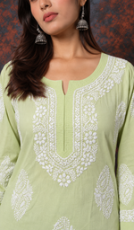 Women's Lucknowi Handcrafted Cotton Chikankari Kurti- HONC0234245