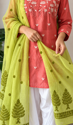 Women's Lucknowi Handcrafted Cotton Chikankari Dupatta - HONC0306248