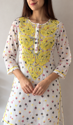 Women's Lucknowi Handcrafted Chiffon Chikankari Kurti- HONC056324
