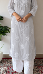Mahek  Women's Lucknowi Handcrafted Cotton Chikankari Kurti - HONC0109608