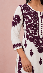 Women's Lucknowi Handcrafted Mul Cotton Chikankari Kurti- HONC0339913
