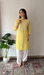 Gulnaaz Women's Lucknowi Handcrafted Mul Cotton Chikankari Kurti - HONC0161229
