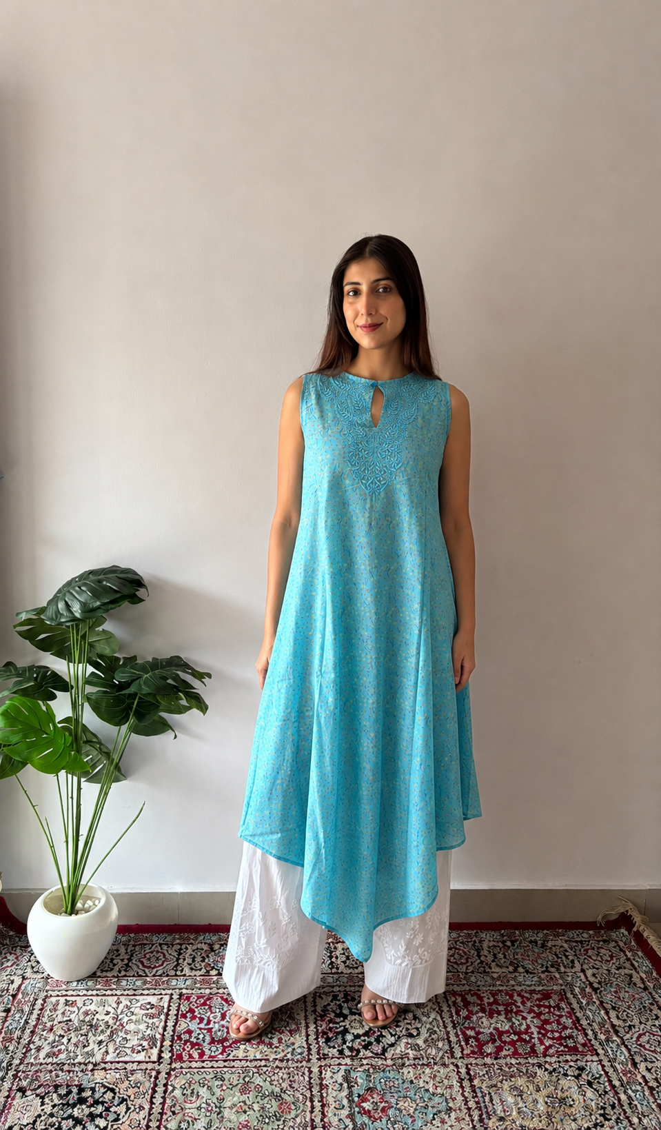 Cotton Chikankari Stitched Kurti Honc070212