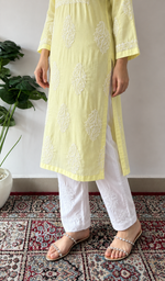 لکھنوی ہاتھ سے تیار کردہ کپاس چکنکاری کورتی - HONC0135342