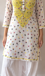 Women's Lucknowi Handcrafted Chiffon Chikankari Kurti- HONC056324