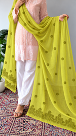 Women's Lucknowi Handcrafted Cotton Chikankari Dupatta - HONC02306243