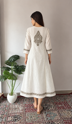 Divya Women's Lucknowi Handcrafted Cotton Chikankari Anarkali Dress - HONC0213345