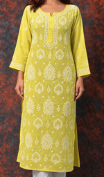 Women's Lucknowi Handcrafted Cotton Chikankari Kurti- HONC0392393
