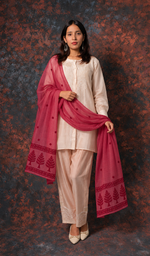 Women's Lucknowi Handcrafted Cotton Chikankari Dupatta - HONC0306251