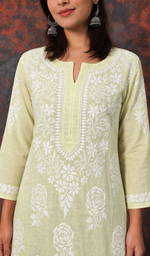 Women's Lucknowi Handcrafted Cotton Chikankari Kurti- HONC0392379