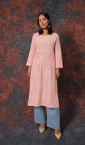 Women's Lucknowi Handcrafted Mul Cotton Chikankari Kurti - HONC0161329