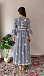 Women's Lucknowi Handcrafted Cotton Chikankari Dress - HONC060175