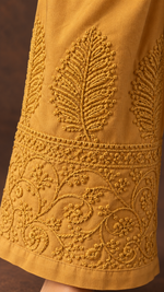 Women's Lakhnavi Handcrafted Cotton Chikankari Top And Palazzo Set - HONC01678