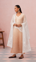 Women's Lucknowi Handcrafted Kota Cotton Chikankari Dupatta - HONC0386526