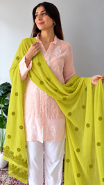 Women's Lucknowi Handcrafted Cotton Chikankari Dupatta - HONC02306243
