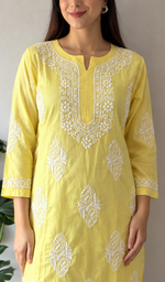 Women's Lucknowi Handcrafted Cotton Chikankari Kurti- HONC0160382