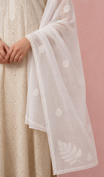 Women's Lucknowi Handcrafted Kota Cotton Chikankari Dupatta - HONC0386482