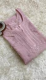 Load image into Gallery viewer, Sufi Women&#39;s Lucknowi Handcrafted Chanderi Silk Chikankari Kurti - HONC0126970
