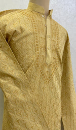 将图像加载到图库查看器中， Men&#39;s Lucknowi Handcrafted Cotton Chikankari Kurta -HONC0123585